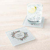 DESSOUS-DE-VERRE EN VERRE DIAPOSITIVE EN BOIS RUSTIQUE ROSE FLORALE EUCALYPT (Incliné)