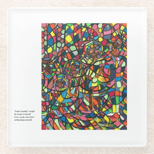 Dessous-de-verre En Verre "Dimanche de Pâques" (Devant)