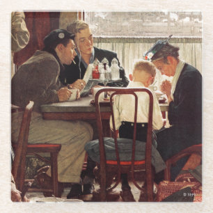 Dessous-de-verre En Verre Dire grâce par Norman Rockwell