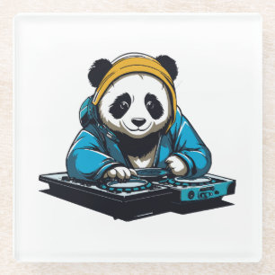 Dessous-de-verre En Verre DJ Kawaii Panda