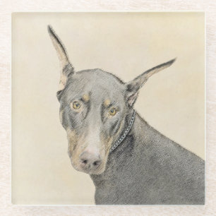 Dessous-de-verre En Verre Doberman Pinscher Peinture - Art Chien original