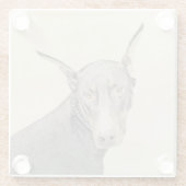 Dessous-de-verre En Verre Doberman Pinscher Peinture - Art Chien original (Dos)