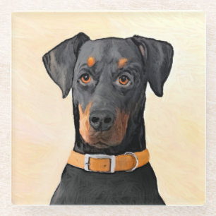 Dessous-de-verre En Verre Doberman Pinscher Peinture non découpée Art origin