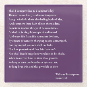 Dessous-de-verre En Verre Dois-je te comparer à une journée d'été ? sonnet 1