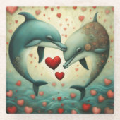 Dessous-de-verre En Verre Dolphin Love 2 (Devant)