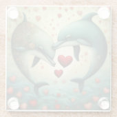 Dessous-de-verre En Verre Dolphin Love 2 (Dos)