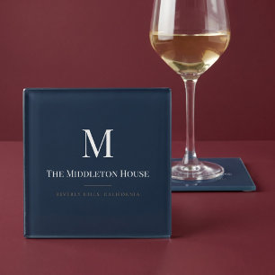 Dessous-de-verre En Verre Domaine de Luxe Silencieux Personnalisé Monogramme