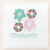 Dessous-de-verre En Verre Donuts givrés de Noël Doodles roses (Devant)