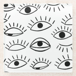 Dessous-de-verre En Verre Doodle eye, motif créatif sans couture.