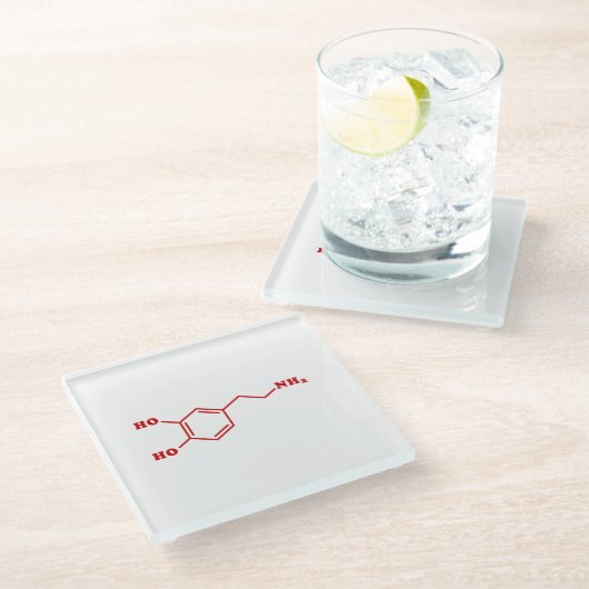 Dessous-de-verre En Verre Dopamine formule chimique moléculaire (Incliné)