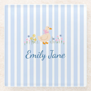 Dessous-de-verre En Verre Douce Oie Fleur Sauvage Baby Shower Baptême
