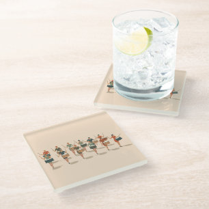 Dessous-de-verre En Verre Douze batteurs tambourinant Mid-Mod style pochoir