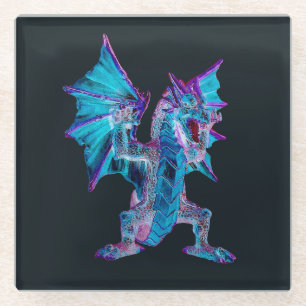 Dessous-de-verre En Verre Dragon à feu bleu Imaginaire