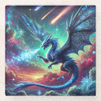 Dessous-de-verre En Verre Dragon bleu