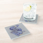 Dessous-de-verre En Verre Dragon bleu (Incliné)