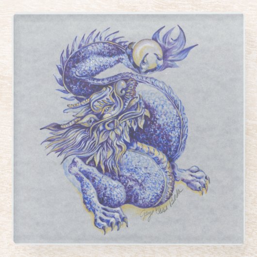 Dessous-de-verre En Verre Dragon bleu (Devant)