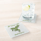 Dessous-de-verre En Verre Dragon vert sur argent (Incliné)