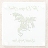 Dessous-de-verre En Verre Dragon vert sur argent (Dos)