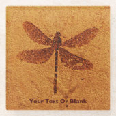 Dessous-de-verre En Verre Dragonfly fossile (Devant)