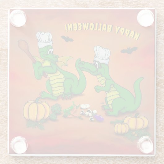 Dessous-de-verre En Verre Dragons - Joyeux Halloween ! Aujourd'hui je vais c (Dos)