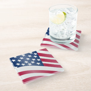 DESSOUS-DE-VERRE EN VERRE DRAPEAU AMÉRICAIN