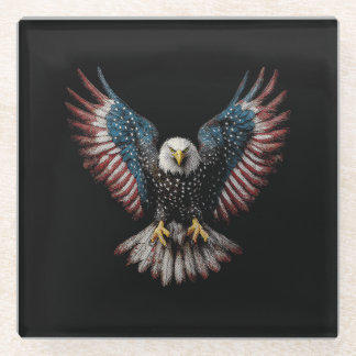Dessous-de-verre En Verre Drapeau Américain Aigle chauve 4 juillet USA Patri