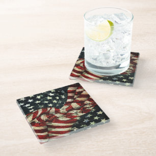 Dessous-de-verre En Verre Drapeau américain-Camouflage par Shirley Taylor