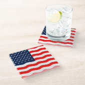 Dessous-de-verre En Verre Drapeau américain Patriotic Bevering Coasters (Incliné)