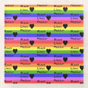 Dessous-de-verre En Verre Drapeau Arc-en-ciel Black Lives Matter Texte LGBTQ