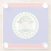 Dessous-de-verre En Verre Drapeau bélizien (Dos)