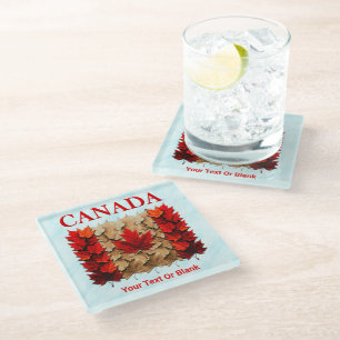 Dessous-de-verre En Verre Drapeau canadien de la feuille d'érable d'automne