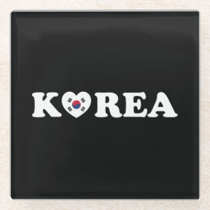 Dessous-de-verre En Verre Drapeau coréen Love Heart