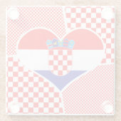 Dessous-de-verre En Verre Drapeau croate au coeur (Dos)