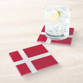 Dessous-de-verre En Verre Drapeau Danemark (Incliné)