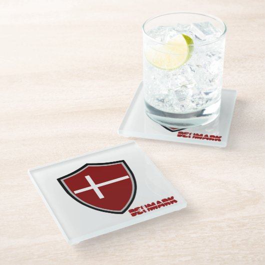 Dessous-de-verre En Verre Drapeau danois (Incliné)