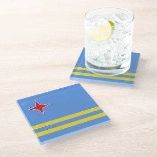 Dessous-de-verre En Verre Drapeau d'Aruba