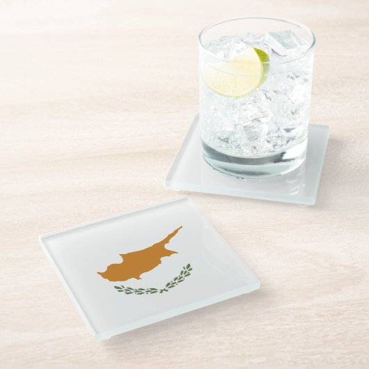 Dessous-de-verre En Verre Drapeau de Chypre (Incliné)