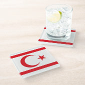 Dessous-de-verre En Verre Drapeau de Chypre du Nord (Incliné)