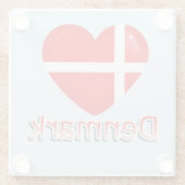 Dessous-de-verre En Verre Drapeau de coeur de pop art danois (Dos)