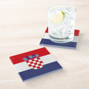 Dessous-de-verre En Verre Drapeau de Croatie
