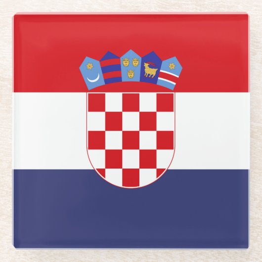 Dessous-de-verre En Verre Drapeau de Croatie (Devant)