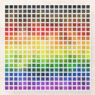 Dessous-de-verre En Verre Drapeau de fierté gay arc-en-ciel coloré à carreau