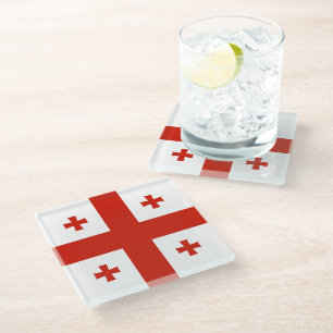 Dessous-de-verre En Verre Drapeau de Géorgie