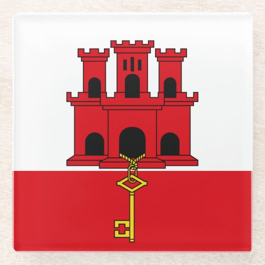 Dessous-de-verre En Verre Drapeau de Gibraltar (Devant)