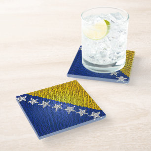 Dessous-de-verre En Verre Drapeau de la Bosnie-Herzégovine Conception patri