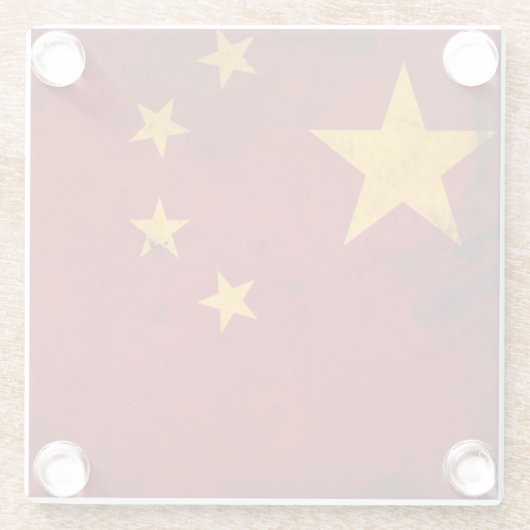 Dessous-de-verre En Verre Drapeau de la Chine (Dos)