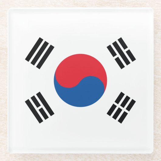 Dessous-de-verre En Verre Drapeau de la Corée du Sud (Devant)