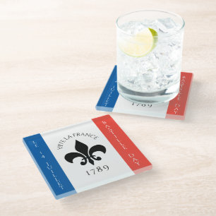 Dessous-de-verre En Verre Drapeau de la Fleur de Lis Tricolore