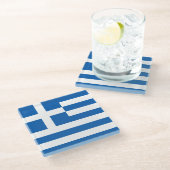 Dessous-de-verre En Verre Drapeau de la Grèce (Incliné)
