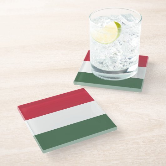 Dessous-de-verre En Verre drapeau de la Hongrie (Incliné)